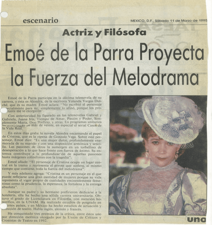 actriz y filósofa - Emoé de la Parra - Alondra - Yolanda Vargas Dulché