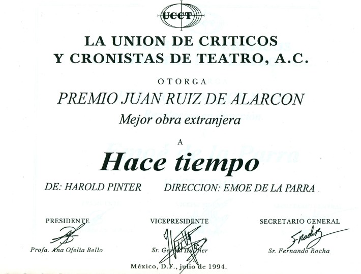 Emoé de la Parra, Harold Pinter